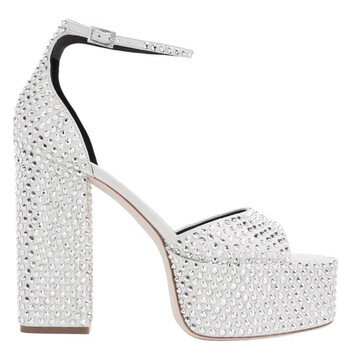 Paris Texas Silver Fiona Embossed Leather Sandals, Brand