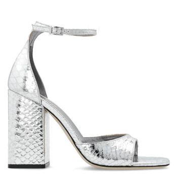 Jimmy Choo Azilia 45 Silver Metallic Sandals, Brand Size 37 ( US