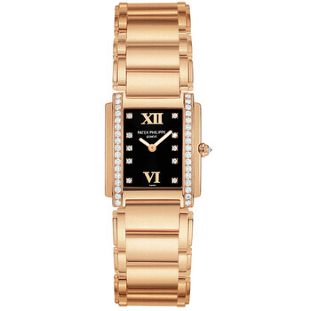 Black Dial 18kt Rose Gold Diamond Ladies Watch 4908-11R-001