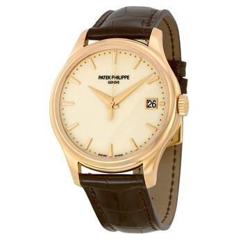 Calatrava Mechanical Ivory Dial Leather Men's Watch 5227R-001
