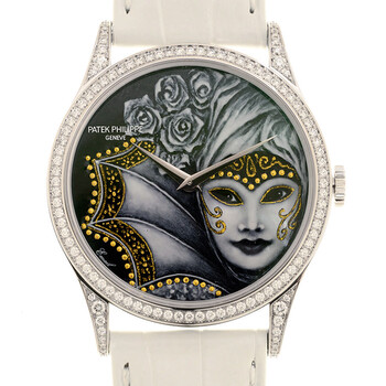 Calatrava Rare Handcrafts Automatic Diamond Black Dial Ladies Watch 5077-100G-030