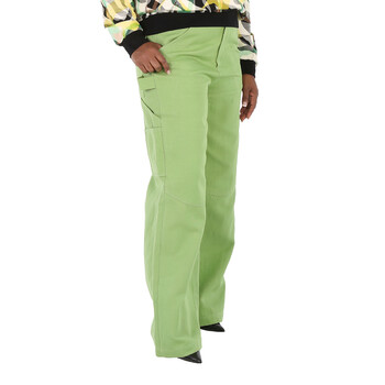 Ladies Green Cotton Ramie Blend Genaro Trousers