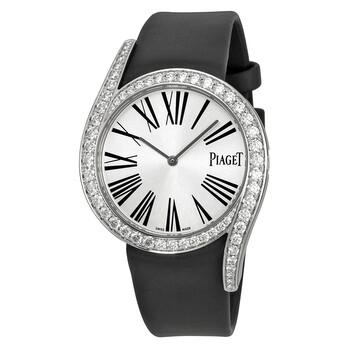 Limelight Gala Silver Dial Black Satin Strap Ladies Watch G0A39166