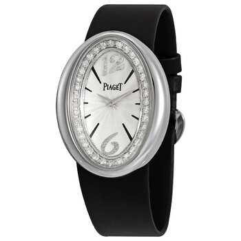 Limelight Magic Hour Silver Dial 18kt White Gold Diamond Black Satin Ladies Watch G0A32099