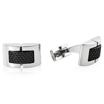 Stainless Steel Cufflinks- Rhodium / Black