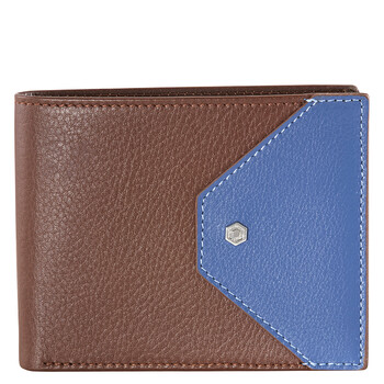 Smooth Blue Toned Leather Wallet With Tan Suede Interior