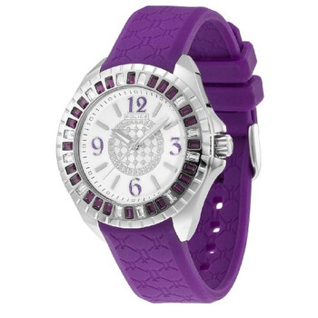 Jade Crystal Bezel Purple Rubber Ladies Watch PL-13090JS/28D