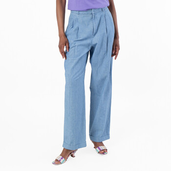 Cotton Wide-Leg Trousers, Size 4