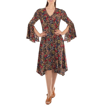 Floral Pattern V-Neck Dress