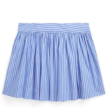 Girls Embroidered Logo Striped Pattern Skirt