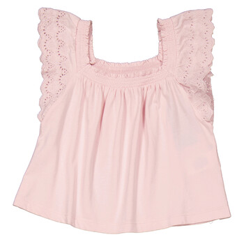 Girls Hint Of Pink Eyelet-Embroidered Cotton Jersey Top