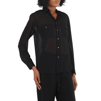 Ladies Sheer Chest Pocket Blouse