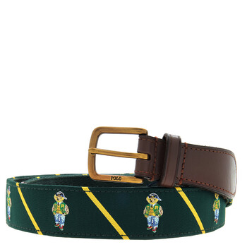 Polo Ralph Lauren Polo Bear Leather-Trim Belt 405945989001
