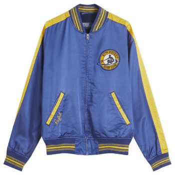 Surf Theme Letterman Lined Bomber Jacket, Size Small