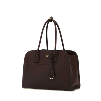 Aubergine Leather Medium Shopping Bag