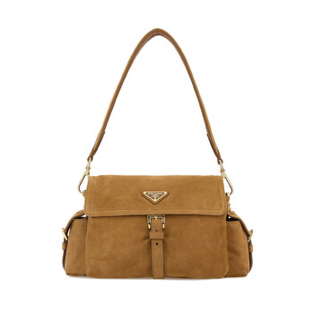 Camel Suede Shoulder Bag