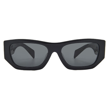 Prada Dark Grey Rectangular Unisex Sunglasses PR A01S 16K08Z 53