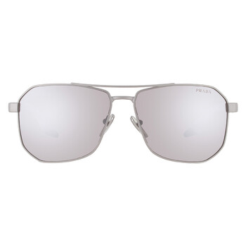 Silver Mirror Irregular Men's Sunglasses PS A53S 18X80I 62 Silver Mirror Irregular Men's Sunglasses PS A53S 18X80I 62