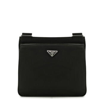 Prada Black Saffiano Leather Triangle Logo Shoulder Bag