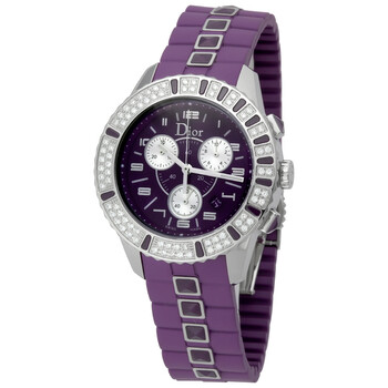 Pre-owned Dior Christal Chronograph Purple Dial Ladies Watch CD11431JR001