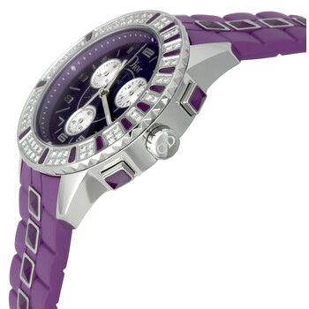Pre-owned Dior Christal Chronograph Purple Dial Ladies Watch CD11431JR001