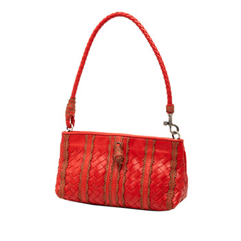 Pre-owned Bottega Veneta Leather Intrecciato Stripe Shoulder Bag YU5SD91B65KEFK02