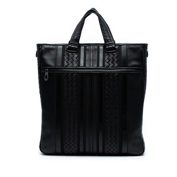 Pre-owned Bottega Veneta Nappa Intrecciato Tech Stripe Convertible Tote B07570607T