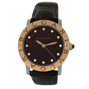 Pre-owned Bvlgari Bvlgari Automatic Diamond Brown Dial Ladies Watch 102742