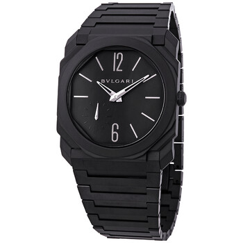 Pre-owned Bvlgari Octo Finissimo Black Dial Men's Watch 103077