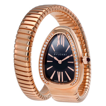 Pre-owned Bvlgari Serpenti Tubogas Diamond Black Opaline with guilloche soleil treatment Dial Ladies Watch 101815