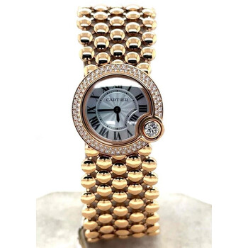 Pre-owned Cartier Ballon Blanc De Cartier Diamond Mother of Pearl Flinque Dial Ladies Watch WE902057
