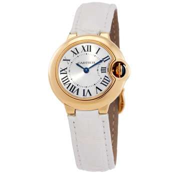Pre-owned Cartier Ballon Bleu Silver Dial 18kt Yellow Gold Case Ladies Watch W6900156