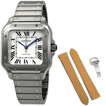 Pre-owned Cartier Santos De Cartier Silvered Opaline Dial Men's Watch WSSA0010 Pre-owned Cartier Santos De Cartier Silvered Opaline Dial Men's Watch WSSA0010