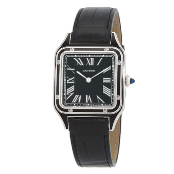 Pre-owned Cartier Santos-Dumont Lacquer Large Model Hand Wind Black Dial Men's Watch WSSA0046