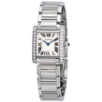 Pre-owned Cartier Tank Francaise Quartz Diamond Silver Dial Ladies Watch W4TA0008 Pre-owned Cartier Tank Francaise Quartz Diamond Silver Dial Ladies Watch W4TA0008