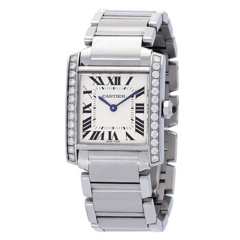 Pre-owned Cartier Tank Francaise Silver Dial Ladies Watch W4TA0009 Pre-owned Cartier Tank Francaise Silver Dial Ladies Watch W4TA0009
