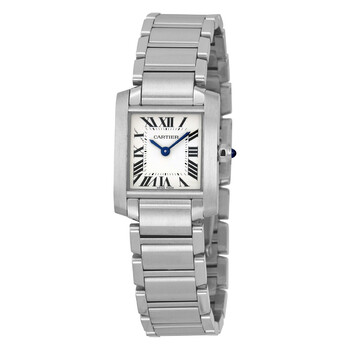 Pre-owned Cartier Tank Francaise Silver Grained Dial Ladies Watch W51008Q3