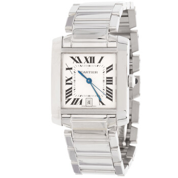 Pre-owned Cartier Tank Francaise Silver guilloche Dial Men's Watch W50011S3