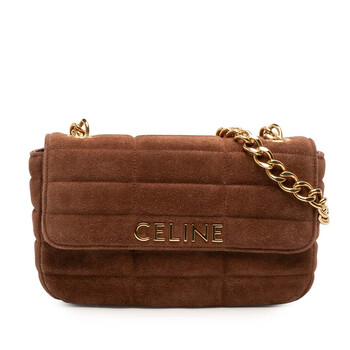 Celine Chain Shoulder Bag In Quilted Goatskin - Black