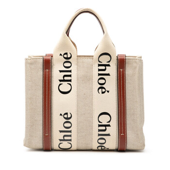 Pre-owned Chloe Small Canvas Woody Tote Ladies 04 21 75 66