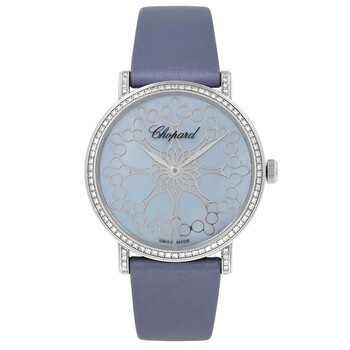 Pre-owned Chopard Classic 1 Hand Wind Diamond Blue Dial Ladies Watch 17/3154-1211