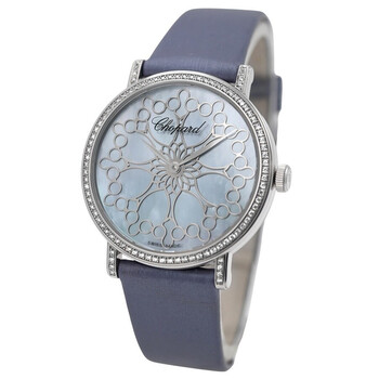 Pre-owned Chopard Classic 1 Hand Wind Diamond Blue Dial Ladies Watch 17/3154-1211