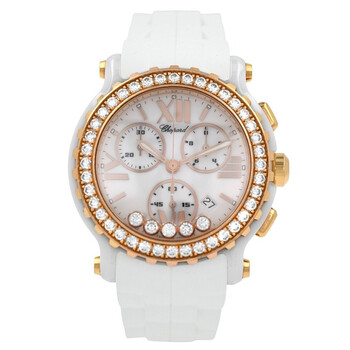 Pre-owned Chopard Happy Sport Chrono Chronograph Quartz Diamond White Dial Ladies Watch 288515