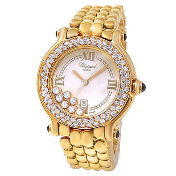 Pre-owned Chopard Happy Sport Quartz Diamond White Dial Ladies Watch 27/6145-23