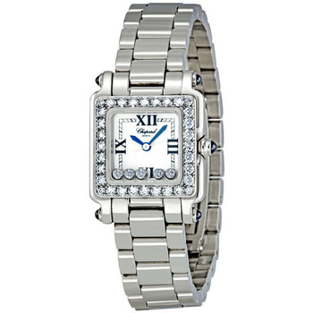 Pre-owned Chopard Happy Sport Square Diamond White with 5 floating Diamonds Dial Ladies Watch 27/8895-23/11 Pre-owned Chopard Happy Sport Square Diamond White with 5 floating Diamonds Dial Ladies Watch 27/8895-23/11