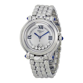 Pre-owned Chopard Happy Sport White with 7 Floating Diamonds Dial Ladies Watch 278236-3005