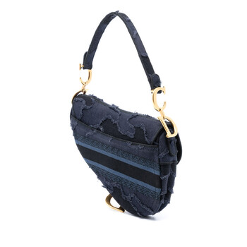 Pre-owned Dior Camouflage Embroidered Canvas Saddle Bag Ladies 50-MA-0199 Pre-owned Dior Camouflage Embroidered Canvas Saddle Bag Ladies 50-MA-0199