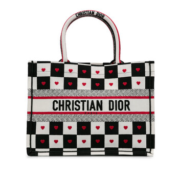 Pre-owned Dior DiorAmour Medium Canvas D-Chess Book Tote 50-MA-0251 Pre-owned Dior DiorAmour Medium Canvas D-Chess Book Tote 50-MA-0251