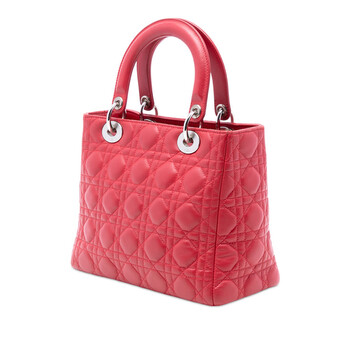 Pre-owned Dior Medium Lambskin Cannage Lady Dior 08-MA-0132 Pre-owned Dior Medium Lambskin Cannage Lady Dior 08-MA-0132