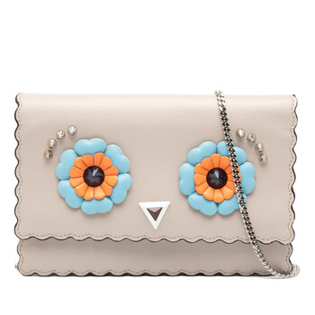 Pre-owned Fendi Leather Studded Monster Eyes Wallet on Chain Ladies 8M0346 9JQ 179 8241